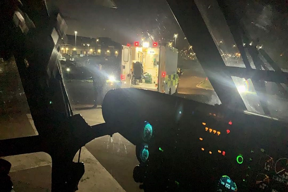 Picture taken from the inside of the RAF Puma.