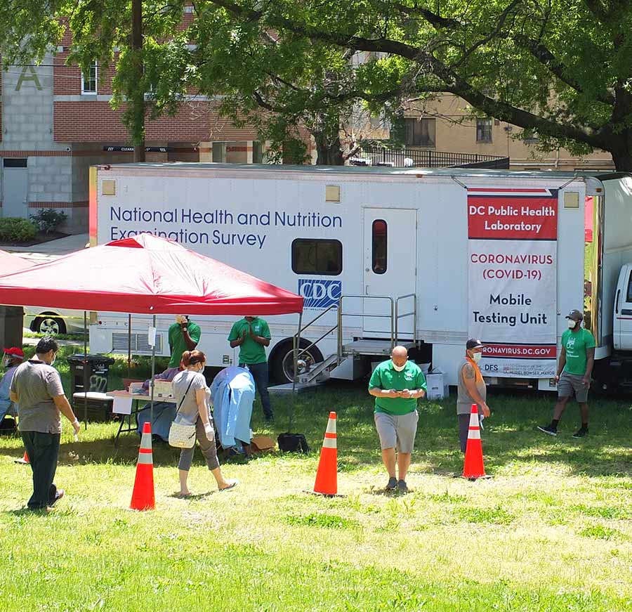 A CDC mobile examination center is open for COVID-19 testing in Washington, DC. Photo courtesy of Bruce Guthrie. 