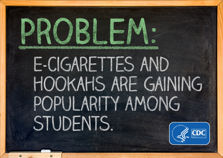 Infographic - Problem: e-cigarettes and hookahs are gaining popularity among students