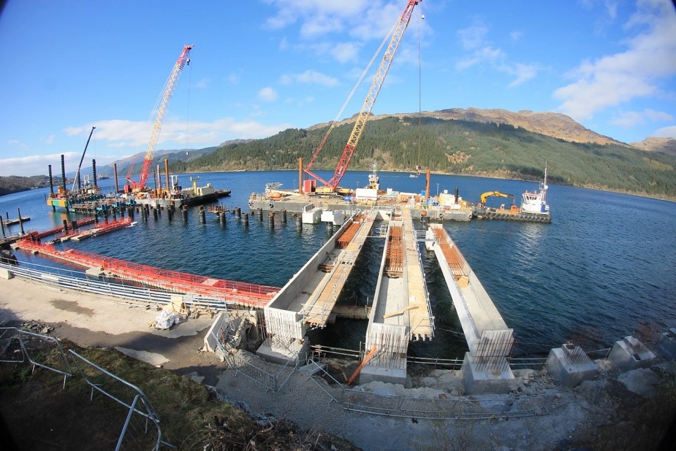 Construction work at the Glen Mallan Jetty in Scotland.
